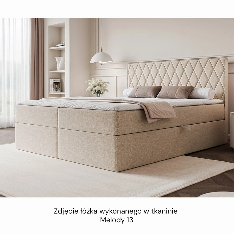 Łóżko kontynentalne Caro z materacem bonellowym i topperem Łóżko kontynentalne Caro z materacem bonellowym i topperem