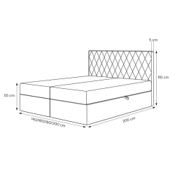 Łóżko kontynentalne Caro z materacem bonellowym i topperem Łóżko kontynentalne Caro z materacem bonellowym i topperem