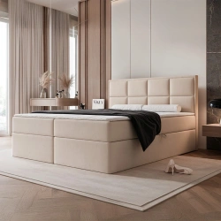 Łóżko kontynentalne Silensio z materacem bonellowym i topperem