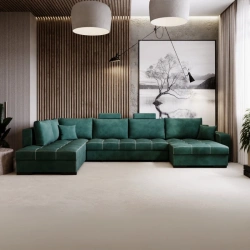 Duży narożnik U-kształtny London z funkcją spania i pojemnikiem na pościel Duży narożnik U-kształtny London z funkcją spania i pojemnikiem na pościel