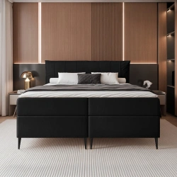 Łóżko kontynentalne Suzi z materacem bonellowym i topperem