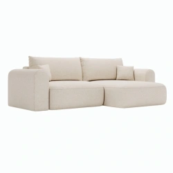 Narożnik w stylu Japandi Next L z funkcją spania i pojemnikiem na pościel