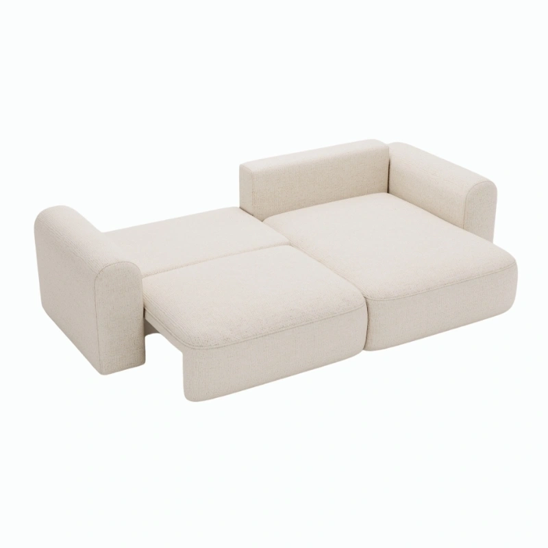 Narożnik w stylu Japandi Next L z funkcją spania i pojemnikiem na pościel