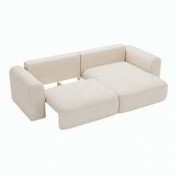 Narożnik w stylu Japandi Next L z funkcją spania i pojemnikiem na pościel