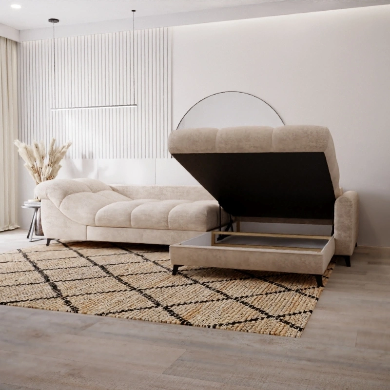 Duży narożnik Lettica L z wyprofilowanym siedziskiem i funkcją spania Duży narożnik Lettica L z wyprofilowanym siedziskiem i funkcją spania