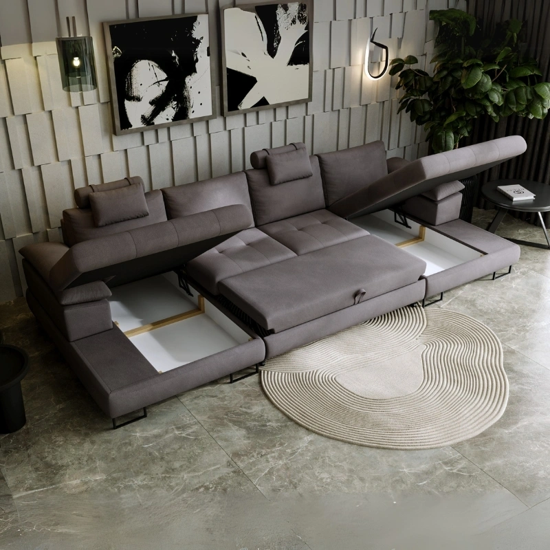 Pikowany narożnik U-kształtny Cuba z funkcją spania i pojemnikami Pikowany narożnik U-kształtny Cuba z funkcją spania i pojemnikami