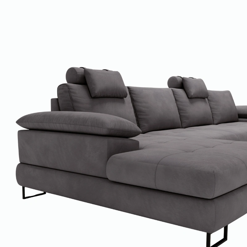 Pikowany narożnik U-kształtny Cuba z funkcją spania i pojemnikami Pikowany narożnik U-kształtny Cuba z funkcją spania i pojemnikami