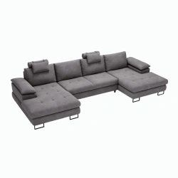 Pikowany narożnik U-kształtny Cuba z funkcją spania i pojemnikami Pikowany narożnik U-kształtny Cuba z funkcją spania i pojemnikami