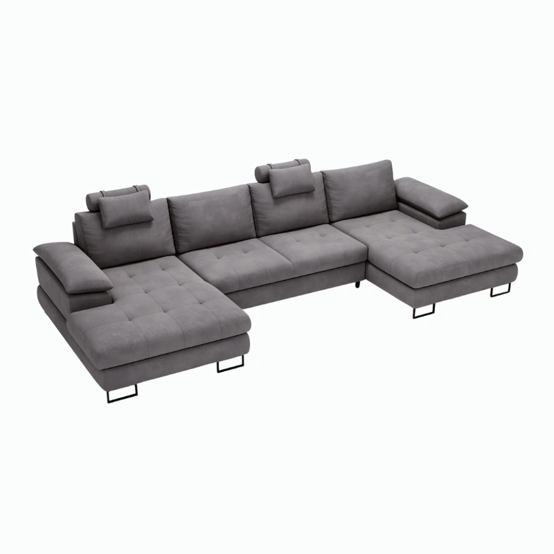 Pikowany narożnik U-kształtny Cuba z funkcją spania i pojemnikami Pikowany narożnik U-kształtny Cuba z funkcją spania i pojemnikami