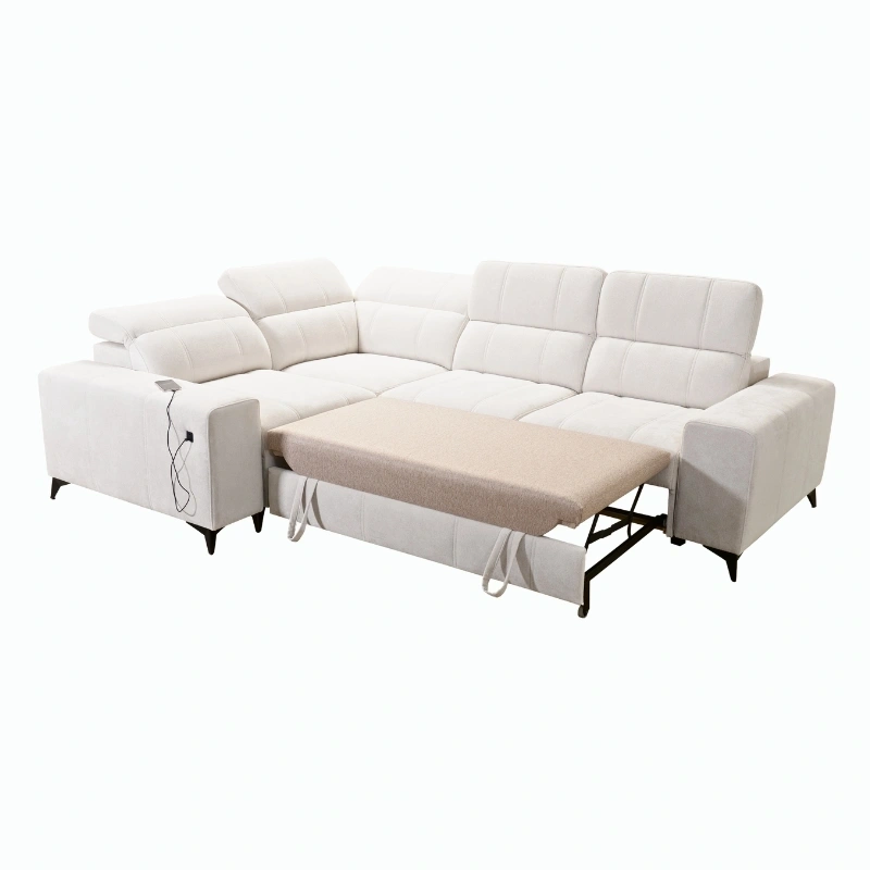 Narożnik Ariete II L-kształtny z funkcją spania, regulowanymi zagłówkami i portem USB Narożnik Ariete II L-kształtny z funkcją spania, regulowanymi zagłówkami i portem USB