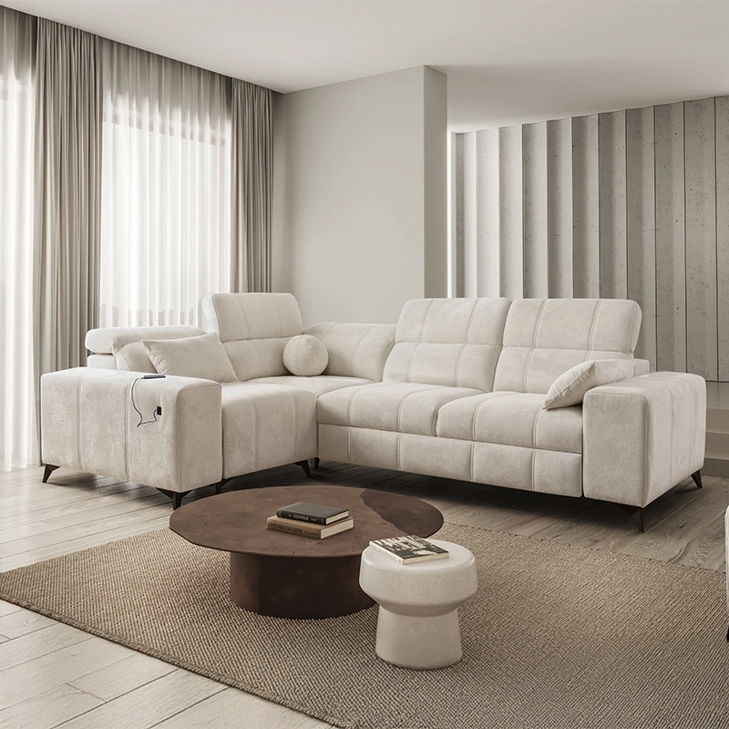 Narożnik Ariete II L-kształtny z funkcją spania, regulowanymi zagłówkami i portem USB Narożnik Ariete II L-kształtny z funkcją spania, regulowanymi zagłówkami i portem USB