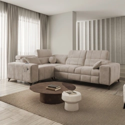 Narożnik Ariete II L-kształtny z funkcją spania, regulowanymi zagłówkami i portem USB Narożnik Ariete II L-kształtny z funkcją spania, regulowanymi zagłówkami i portem USB