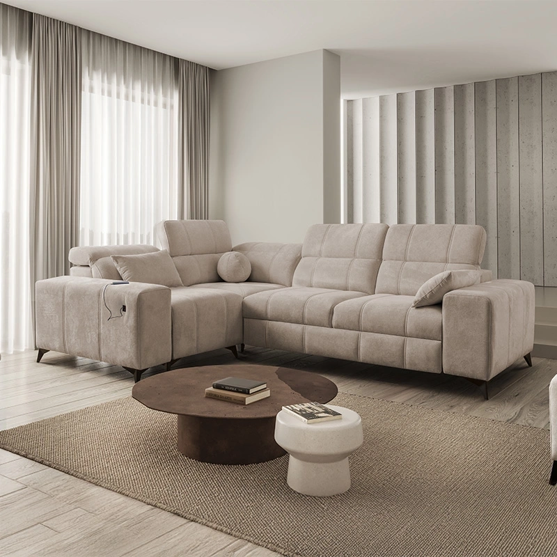 Narożnik Ariete II L-kształtny z funkcją spania, regulowanymi zagłówkami i portem USB Narożnik Ariete II L-kształtny z funkcją spania, regulowanymi zagłówkami i portem USB