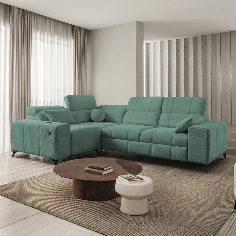 Narożnik Ariete II L-kształtny z funkcją spania, regulowanymi zagłówkami i portem USB Narożnik Ariete II L-kształtny z funkcją spania, regulowanymi zagłówkami i portem USB