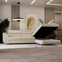 Narożnik L-Kształtny Anton z regulowanymi zagłówkami śmietankowy Narożnik L-Kształtny Anton z regulowanymi zagłówkami śmietankowy