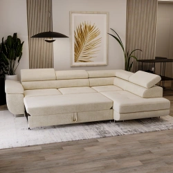 Narożnik L-Kształtny Anton z regulowanymi zagłówkami śmietankowy Narożnik L-Kształtny Anton z regulowanymi zagłówkami śmietankowy