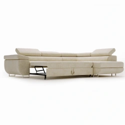 Narożnik L-Kształtny Anton z regulowanymi zagłówkami śmietankowy Narożnik L-Kształtny Anton z regulowanymi zagłówkami śmietankowy