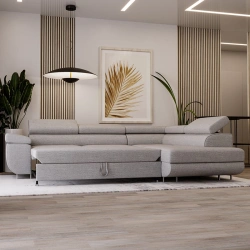 Narożnik L-Kształtny Anton z regulowanymi zagłówkami popiel Narożnik L-Kształtny Anton z regulowanymi zagłówkami popiel