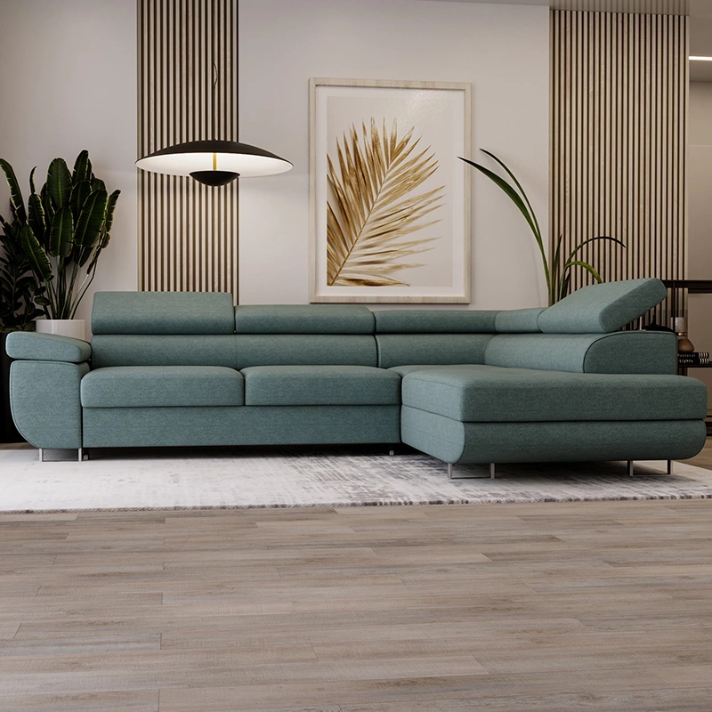 Narożnik L-Kształtny Anton z regulowanymi zagłówkami turkusowy Narożnik L-Kształtny Anton z regulowanymi zagłówkami turkusowy