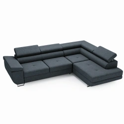 Narożnik L-Kształtny Anton z regulowanymi zagłówkami granatowy Narożnik L-Kształtny Anton z regulowanymi zagłówkami granatowy