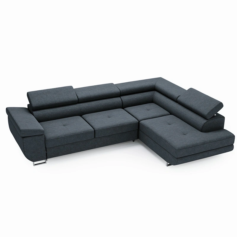 Narożnik L-Kształtny Anton z regulowanymi zagłówkami granatowy Narożnik L-Kształtny Anton z regulowanymi zagłówkami granatowy