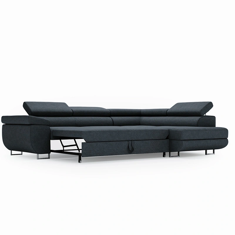 Narożnik L-Kształtny Anton z regulowanymi zagłówkami granatowy Narożnik L-Kształtny Anton z regulowanymi zagłówkami granatowy