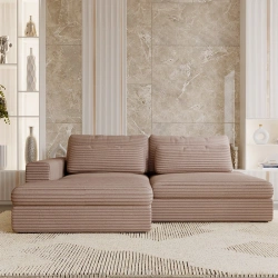 Narożnik Leida L z funkcją spania i pojemnikiem beżowy sztruks Narożnik Leida L z funkcją spania i pojemnikiem beżowy sztruks