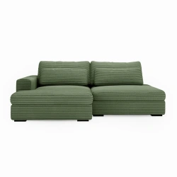 Narożnik Leida L z funkcją spania i pojemnikiem oliwkowy sztruks