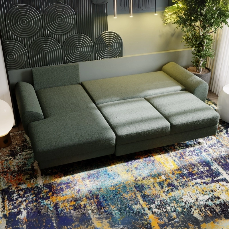 Narożnik L-kształtny Loki z funkcją spania i pojemnikami na pościel Narożnik L-kształtny Loki z funkcją spania i pojemnikami na pościel