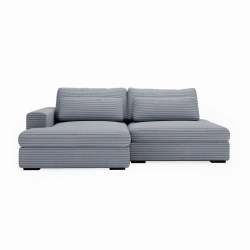 Narożnik Leida L z funkcją spania i pojemnikiem ciemny popiel sztruks