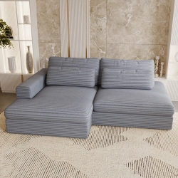 Narożnik Leida L z funkcją spania i pojemnikiem ciemny popiel sztruks Narożnik Leida L z funkcją spania i pojemnikiem ciemny popiel sztruks