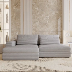 Narożnik Leida L z funkcją spania i pojemnikiem popielaty sztruks Narożnik Leida L z funkcją spania i pojemnikiem popielaty sztruks