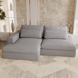 Narożnik Leida L z funkcją spania i pojemnikiem popielaty sztruks Narożnik Leida L z funkcją spania i pojemnikiem popielaty sztruks