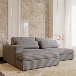 Narożnik Leida L z funkcją spania i pojemnikiem popielaty sztruks Narożnik Leida L z funkcją spania i pojemnikiem popielaty sztruks