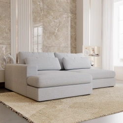 Narożnik Leida L z funkcją spania i pojemnikiem srebrny szenil Narożnik Leida L z funkcją spania i pojemnikiem srebrny szenil